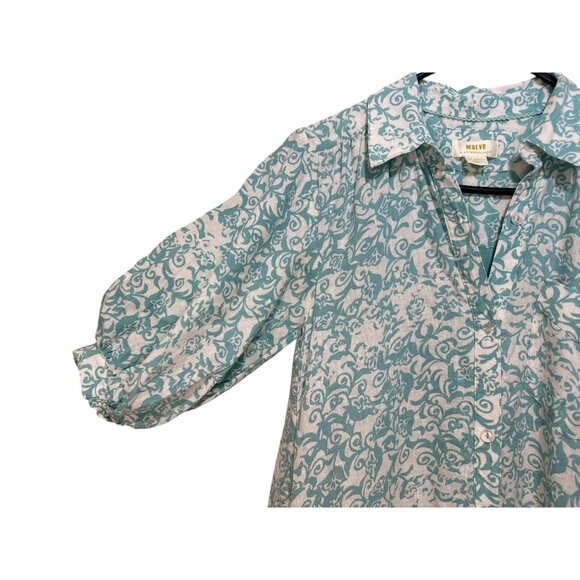 Anthropologie The Irene Linen Long Shirt Dress XXS Puff Sleeve Dainty Prairie - Picture 10 of 16